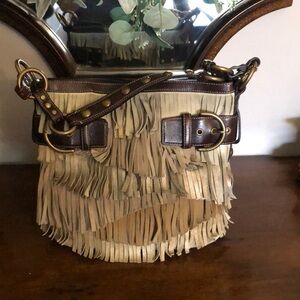 Fringe suede coach bag